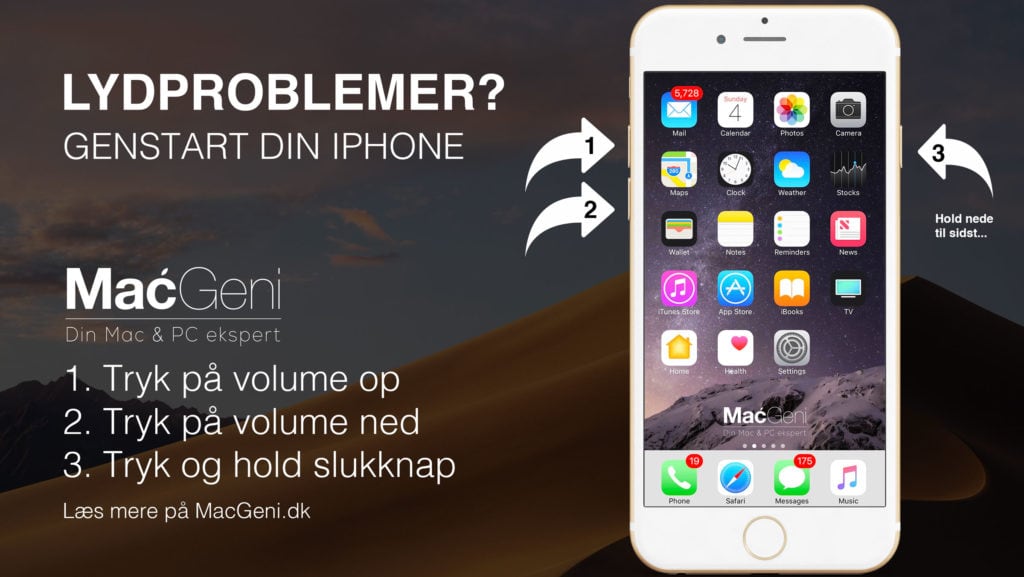 iPhone 7 iPhone 8 X XR problemer med lyden i iphone - genstart din iphone macgeni hjælp guide tips